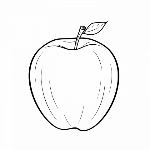 Floral Apple Drawing Template: Free SVG and PNG with Transparent Background