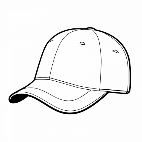 Baseball Cap Drawing Template with Transparent PNG and SVG