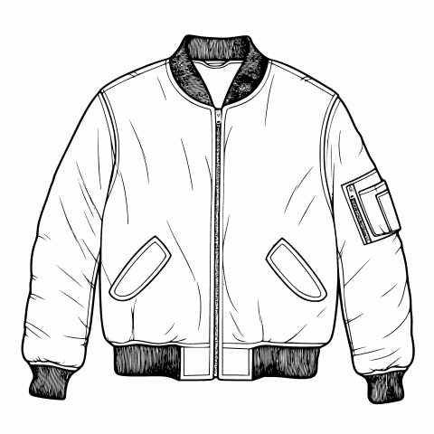 Versatile Bomber Jacket Drawing Template - Transparent PNG & SVG