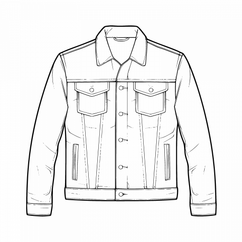 Denim Jacket Drawing Template - Transparent PNG & SVG Files