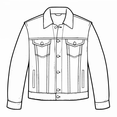 Transparent PNG & SVG Denim Jacket Drawing Template: High-Resolution & Free Vector