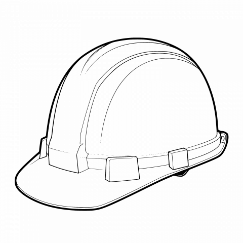 Construction Hat Template: High-Resolution Drawing in Transparent PNG and SVG