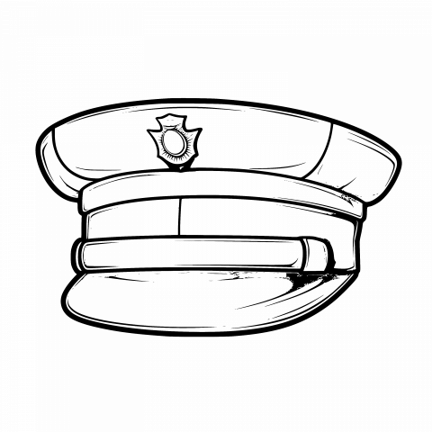 Cop Hat Drawing Transparent PNG and SVG Template