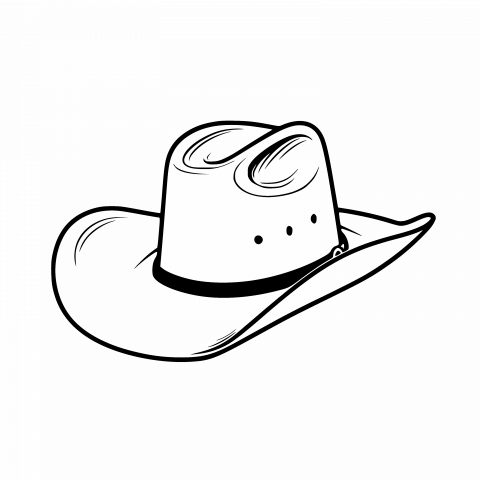 Cowboy Hat Drawing Template - Free Vector Clipart with Transparent PNG & SVG