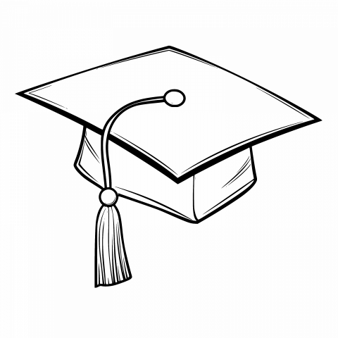 Graduation Hat Drawing Template - Free Download SVG and Transparent PNG