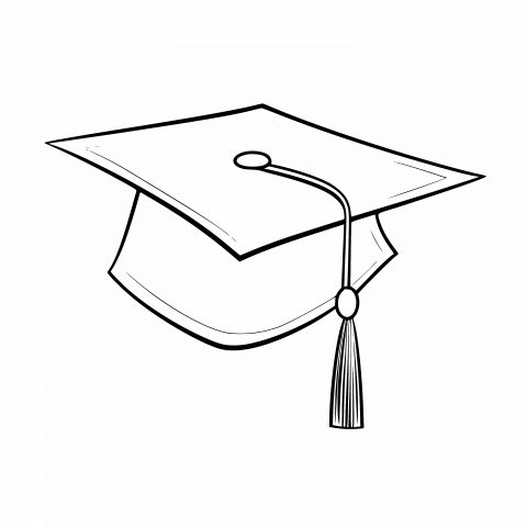 Graduation Hat Drawing Template - Free Vector Clipart with Transparent PNG and SVG