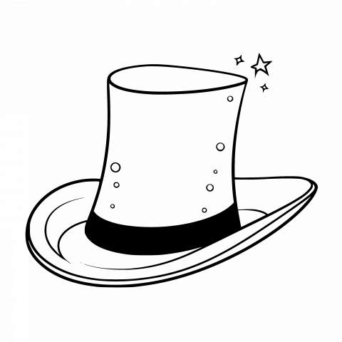 Magician Hat Drawing Template - Free Download SVG, Transparent PNG