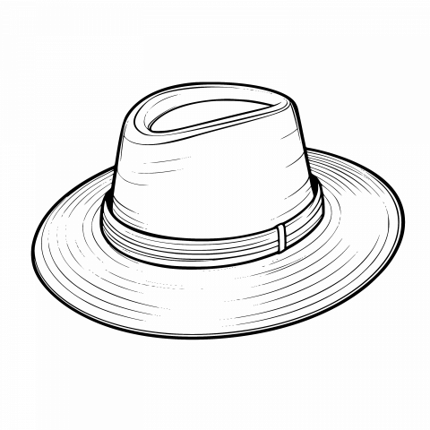 Straw Hat Drawing Template - Free Vector Clipart with Transparent Background (SVG & PNG)