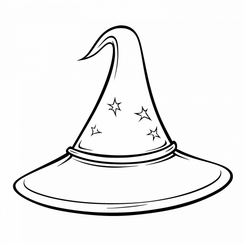 Witch Hat Drawing Template - Free Download SVG and Transparent PNG