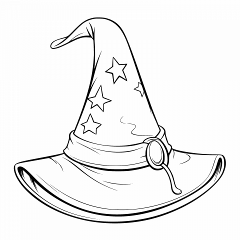 Witch Hat Drawing Template - Free Download SVG & Transparent PNG