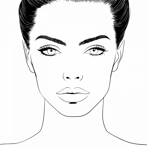 Flawless Canvas: Perfect Face Drawing Template (Transparent PNG, SVG)