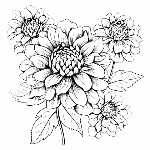 Floral Elegance Drawing Template: Free Download Blank Aesthetic Flower SVG & Transparent PNG