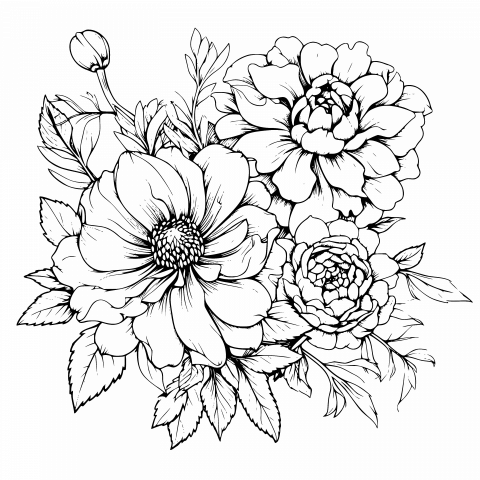 Floral Elegance Drawing Template: Free Download SVG and Transparent PNG